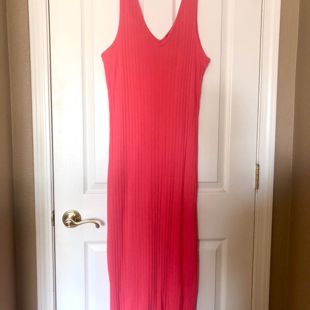 Ankle Length Coral Cotton Sun Dress!